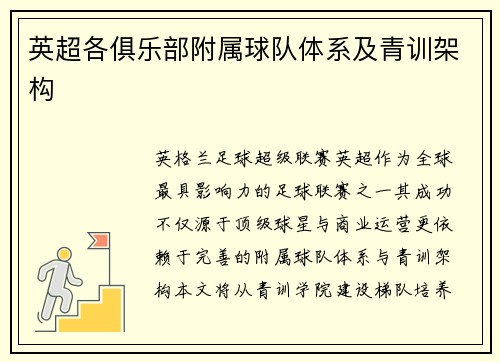 英超各俱乐部附属球队体系及青训架构